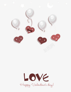 爱情气球英文字爱心形卡通素材