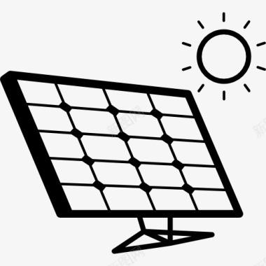 卡通太阳能板太阳能电池板在阳光图标图标