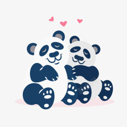 卡通爱情熊猫矢量图素材