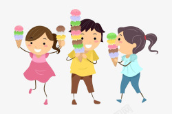 卡通女孩吃冰激凌素材