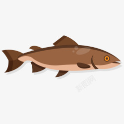 棕色鱼手绘卡通鱼类水族矢量图素材