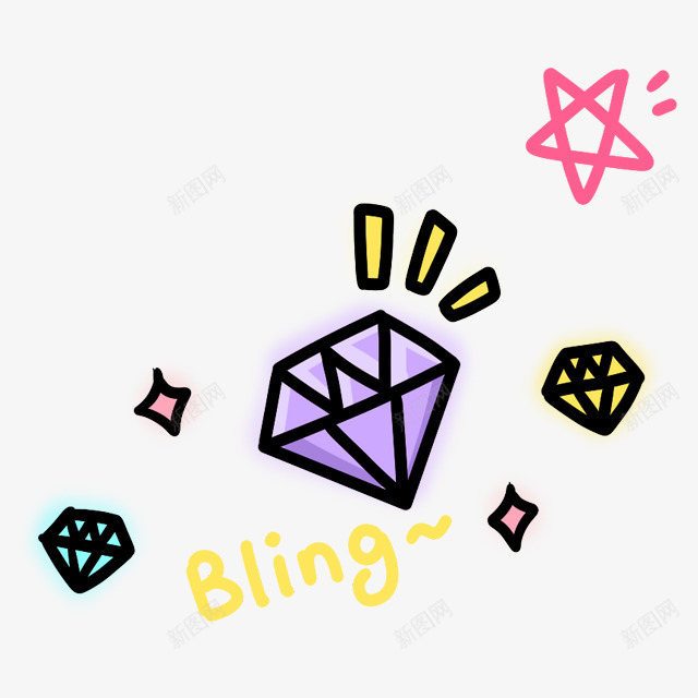 bling卡通钻石星星png免抠素材_88icon https://88icon.com bling 卡通钻石 星星