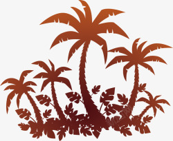棕色椰子树剪影矢量图素材