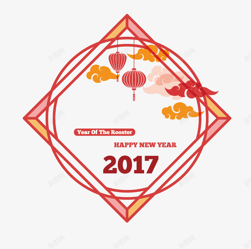 古代纹样的2017年新年png免抠素材_88icon https://88icon.com 云纹 古纹样 新年 红灯笼