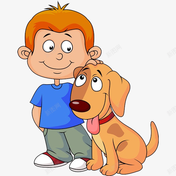 小男孩抚摸小狗的头png免抠素材_88icon https://88icon.com 乖巧的 卡通 可爱的 听话 小狗 小男孩 抚摸