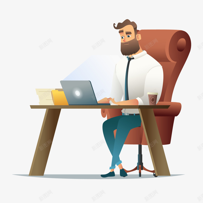 办公的商务人士矢量图ai免抠素材_88icon https://88icon.com 上班 人物设计 办公 商务人士 外国人办公 矢量图 笔记本电脑