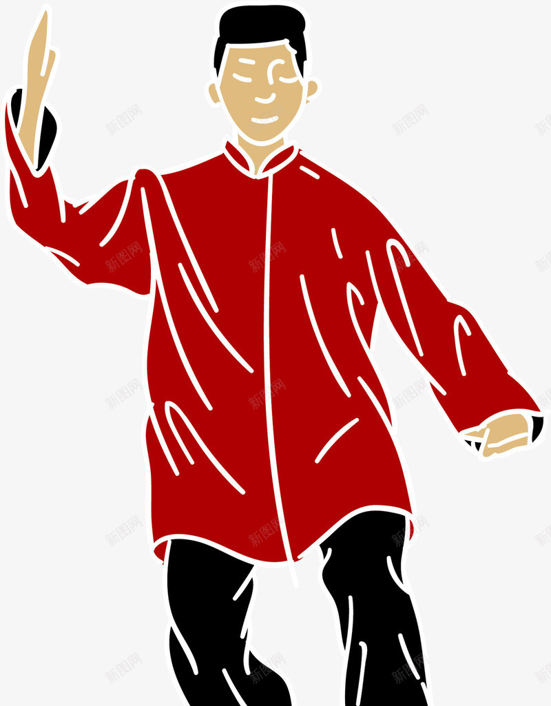 红色水彩太极男孩png免抠素材_88icon https://88icon.com 健康 太极小人 太极男孩 强身健体 打太极 运动健身 锻炼