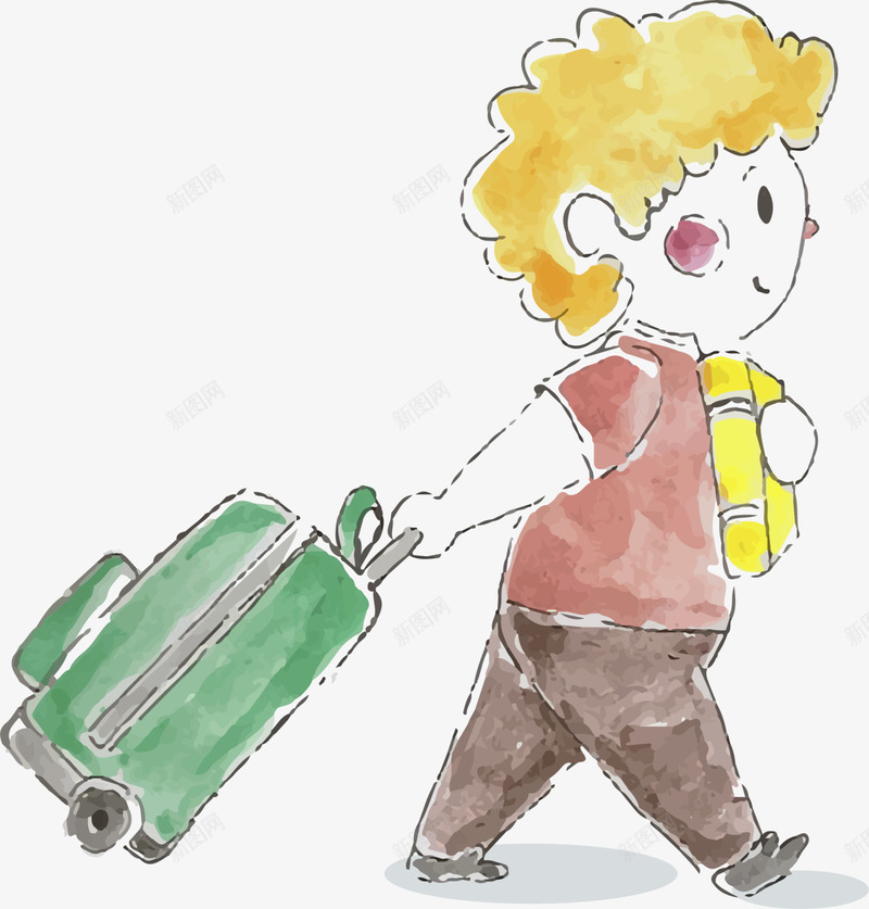 开学季拉着行李箱的小男孩png免抠素材_88icon https://88icon.com 上学 可爱小男孩 开学季 抱着书本 拉着行李箱 水彩
