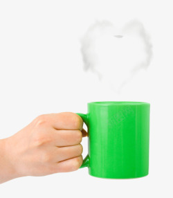 绿色冒热气茶杯素材