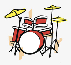 摇滚乐插图手绘卡通插图架子鼓乐器高清图片
