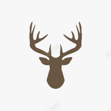 圣诞节咖啡色麋鹿剪影图标图标