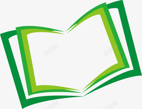 学习翻开的绿色书本图图标图标