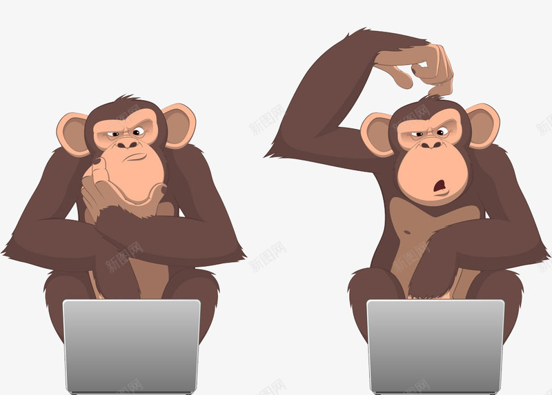 玩电脑的小猴子png免抠素材_88icon https://88icon.com 卡通猴子 手绘猴子 棕色猴子 水彩 猴子 猴子和电脑 玩电脑的猴子 疑惑的猴子 看电脑的猴子