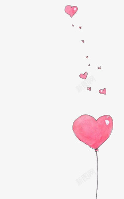 粉色气球装饰水彩爱心高清图片