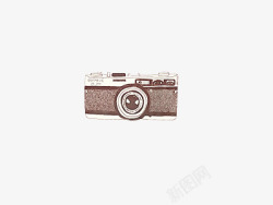 棕色相机棕色手绘复古照相机高清图片