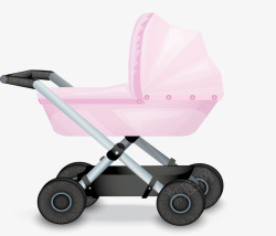 粉红色卡通婴儿车矢量图素材
