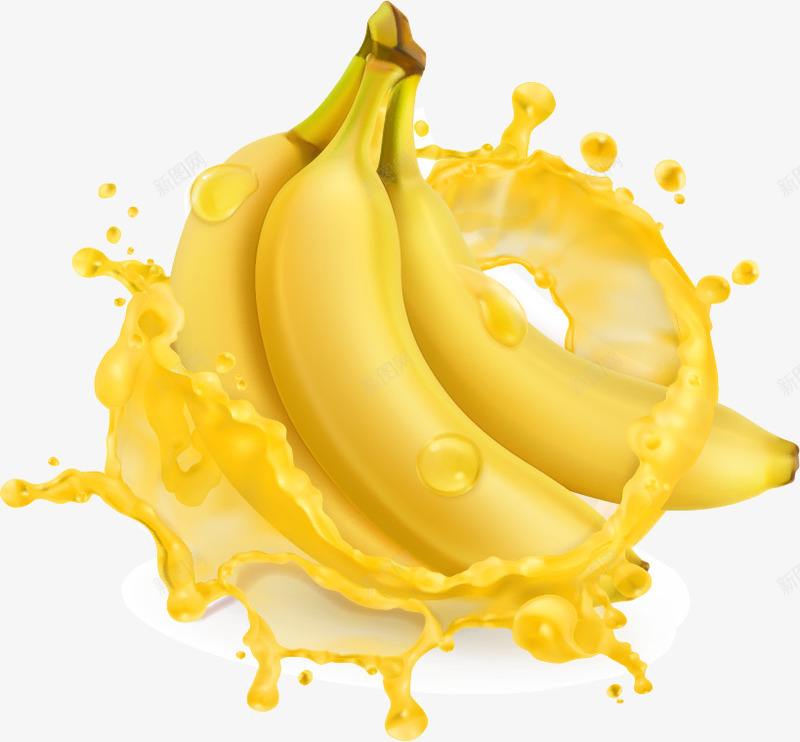 手绘黄色香蕉png免抠素材_88icon https://88icon.com 唯美 大香蕉大 手绘 果汁 水花 食品 饮料 香蕉 黄色