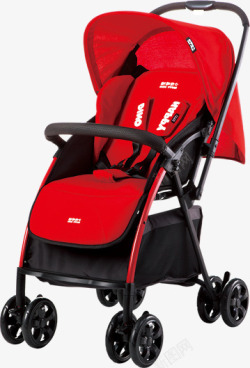 红色婴儿车儿童节素材