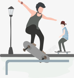 极限运动玩滑板的人矢量图素材