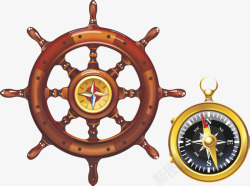 棕色指南针棕色控制方向的金色指南针舵盘实高清图片