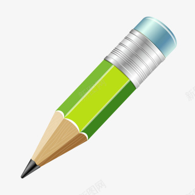 绿色带橡皮的铅笔图标图标