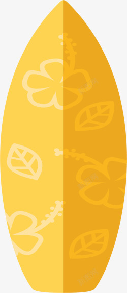 黄色花纹夏天冲浪板矢量图素材