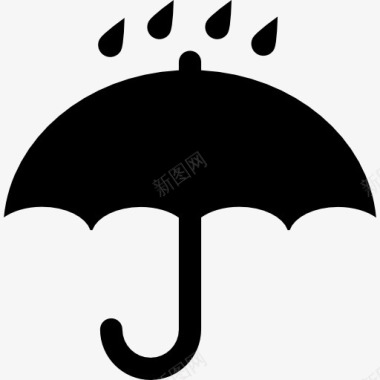 云彩雨黑人打开伞象征雨滴落在图标图标