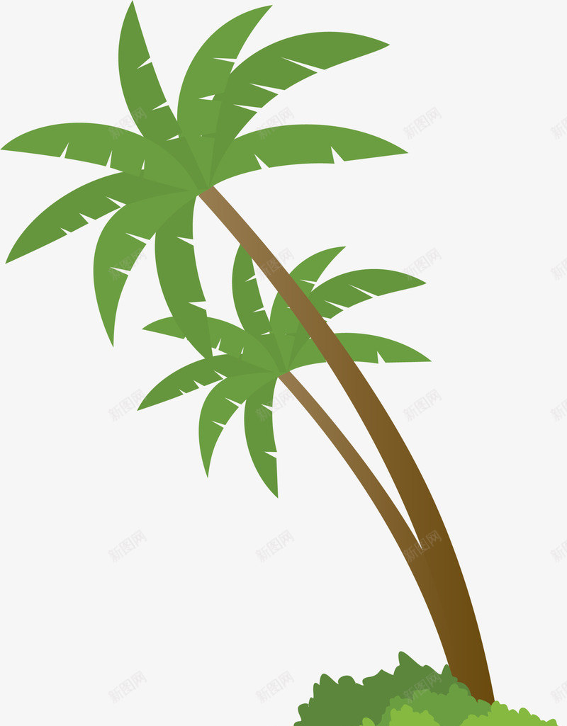 夏天气息绿色椰子树png免抠素材_88icon https://88icon.com 两颗椰子树 夏天气息 夏季 果树 绿色树叶 绿色椰子树
