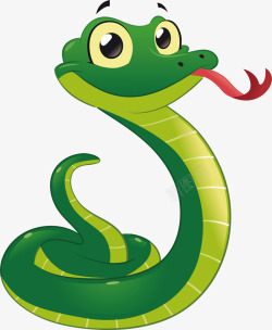 简单创意手绘可爱绿色小蛇矢量图高清图片