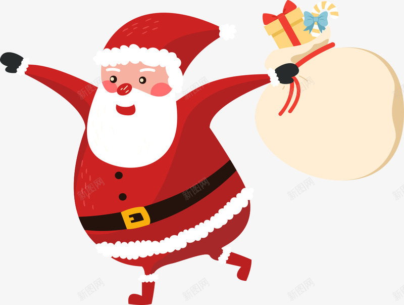 圣诞老人礼物袋子奔跑png免抠素材_88icon https://88icon.com 圣诞老人 圣诞节 圣诞节老公公 圣诞装饰 礼物袋子