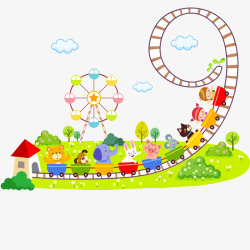 彩色的过山车动物矢量图素材