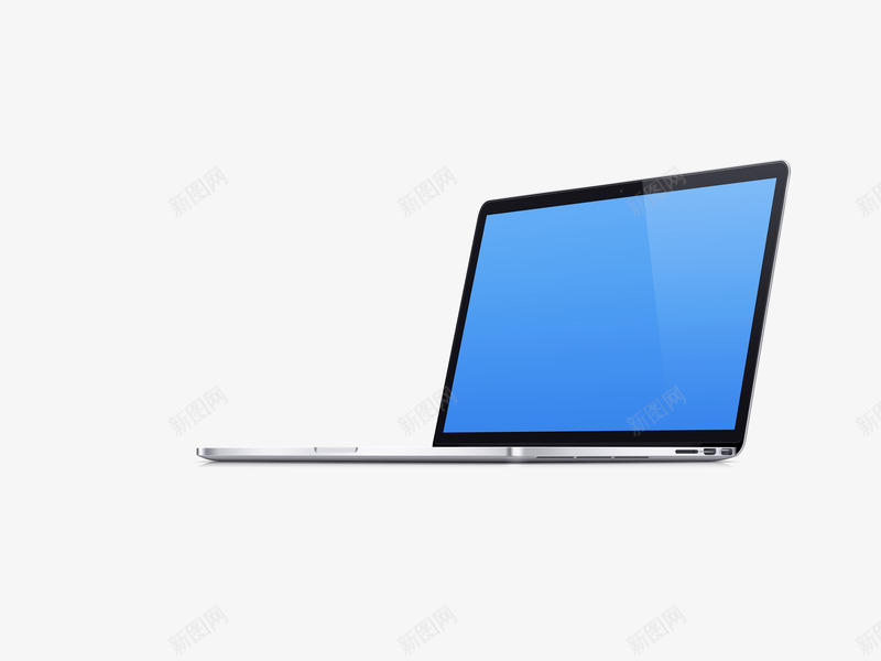 笔记本电脑超薄png免抠素材_88icon https://88icon.com 电脑 笔记本 蓝色屏幕 超极本 超薄 银白色