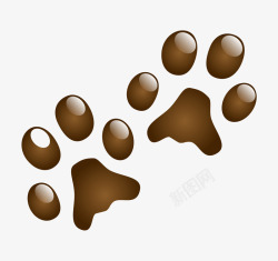 棕色脚印卡通棕色小猫咪脚印高清图片