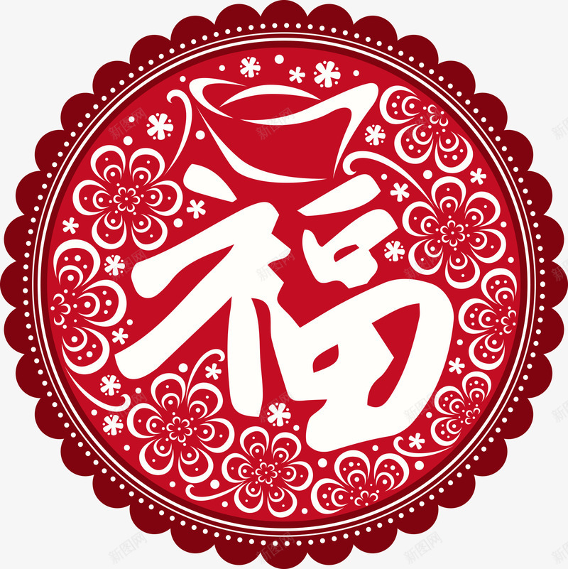 红色边框与福字png免抠素材_88icon https://88icon.com 中国传统 中国风 元宝 红色边框 节日素材 花纹 边框