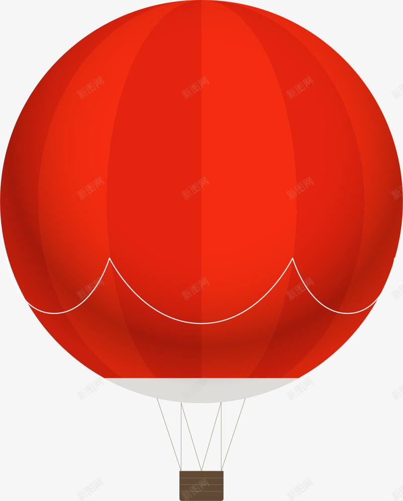 唯美红色热气球png免抠素材_88icon https://88icon.com 创意热气球 唯美热气球 小清新 棕色框框 白色线条 红色热气球