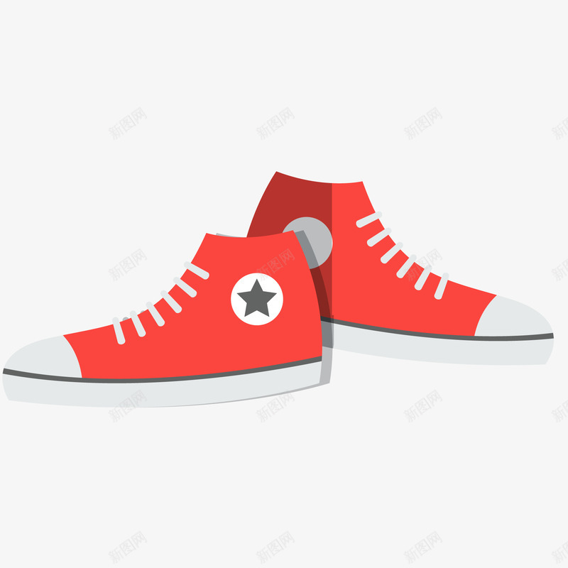 卡通红色的帆布鞋矢量图ai免抠素材_88icon https://88icon.com 创意 卡通 帆布鞋 红色 鞋子设计 矢量图