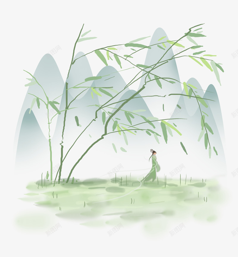 踏青春天树叶png免抠素材_88icon https://88icon.com 初春焕彩 叶子 山水 手绘 春天远足 竹子 踏青