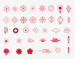 标签圣诞节图案红色中国风过年春节图标高清图片