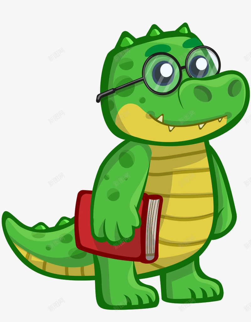 卡通手绘可爱戴眼镜拿书本鳄鱼png免抠素材_88icon https://88icon.com 卡通的动物 可爱的鳄鱼 戴眼镜的鳄鱼 手绘的鳄鱼 拿书本的鳄鱼