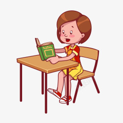 女生坐姿看书学习女生矢量图高清图片