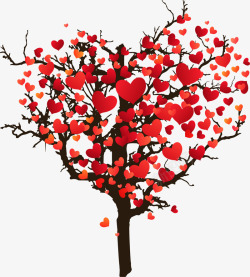 五角心树卡通手绘爱情树心矢量图高清图片