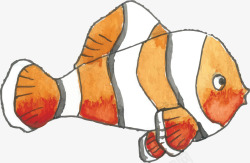 水彩彩色海底小丑鱼矢量图素材