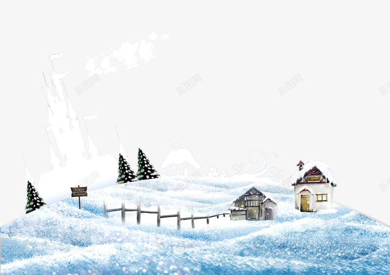 冰天雪地psd免抠素材_88icon https://88icon.com 冰天雪地 城堡 房子 雪景