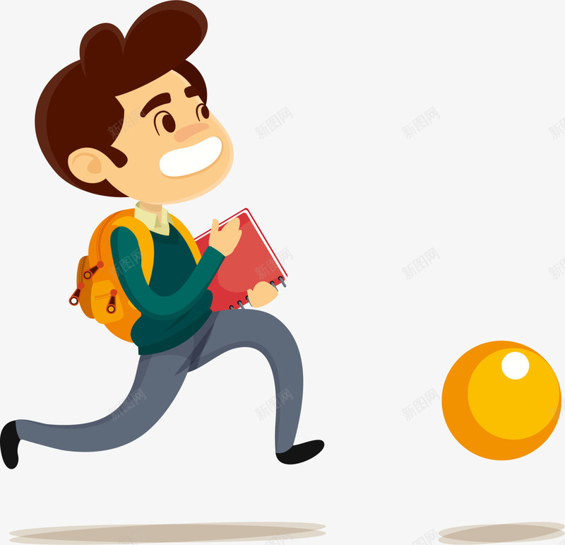开学季奔跑的小男孩png免抠素材_88icon https://88icon.com 奔跑的小男孩 学习 开学季 快速奔跑 手拿书本 背着书包