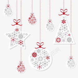 圣诞吊球矢量图白色纸质圣诞吊球与挂饰高清图片