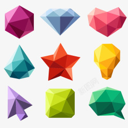 几何菱形菱形五角星箭头红心立体折纸几何体大集合高清图片