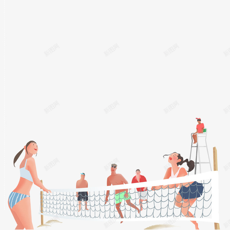 卡通手绘沙滩上玩排球的人们psd免抠素材_88icon https://88icon.com 免抠女人 卡通 手绘 沙滩上 沙滩上的女人 玩排球的人们