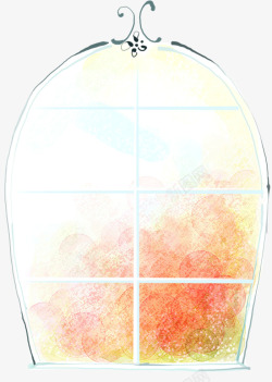 创意合成水彩玻璃窗素材