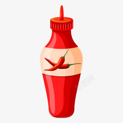 红色瓶装辣椒酱矢量图素材
