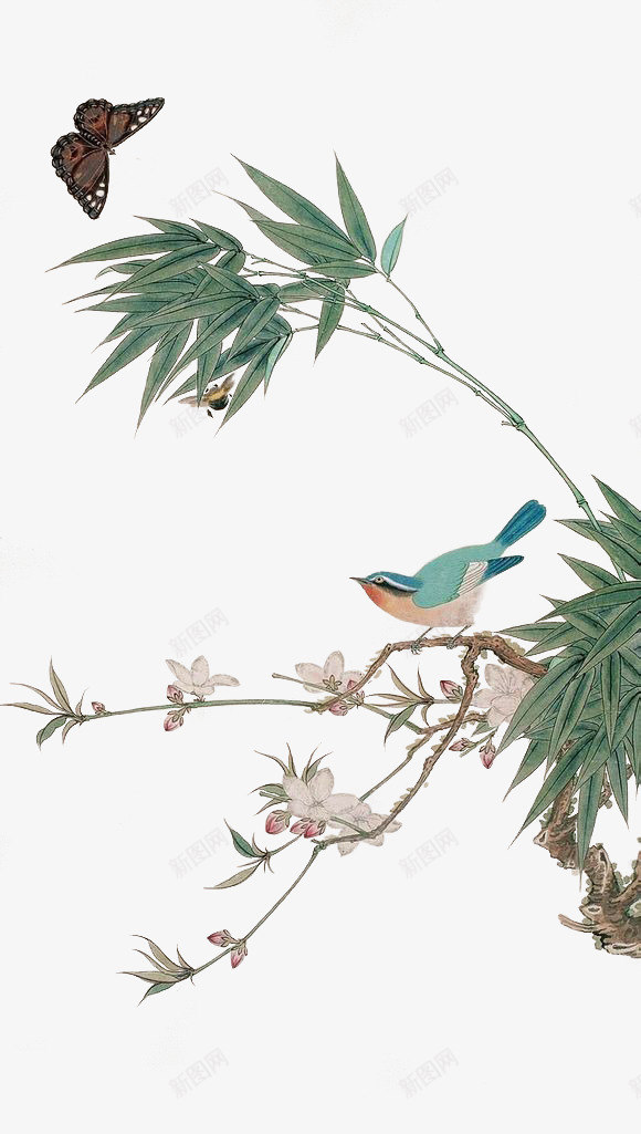 竹叶png免抠素材_88icon https://88icon.com PNG图片 中国风 中国风蝴蝶 古风 手绘 树枝 竹叶 花朵 蝴蝶 鸟